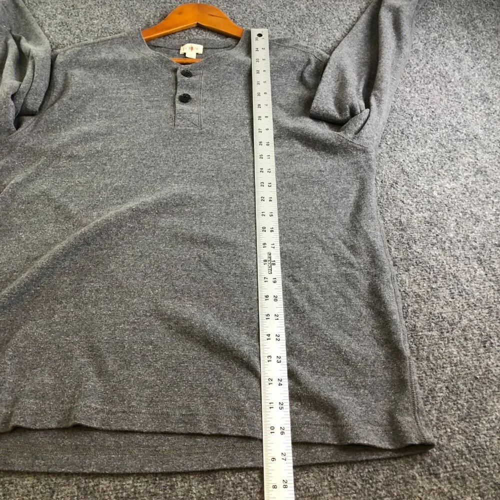 J Crew Shirt Mens Large Gray Oarsman Brushed Rib Knit Henley Long Sleeve